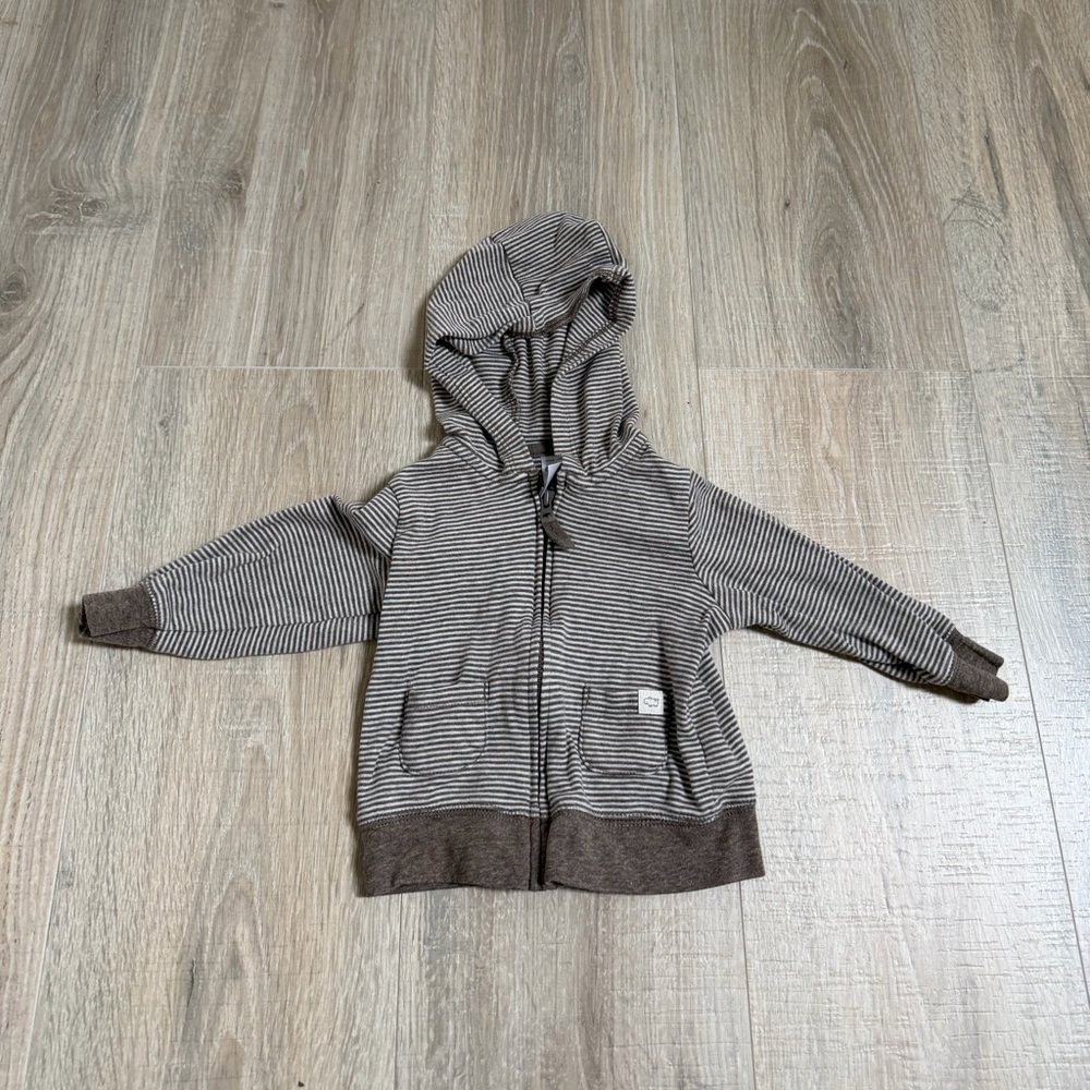 Carter's Brown & Cream Striped Hooded Zip-Up